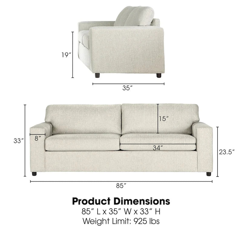 Canapé New Classic Furniture Leo à dossier coussin, Fabriqué aux États-Unis