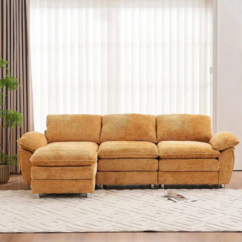 Canapé moderne 3 places avec pouf et méridienne