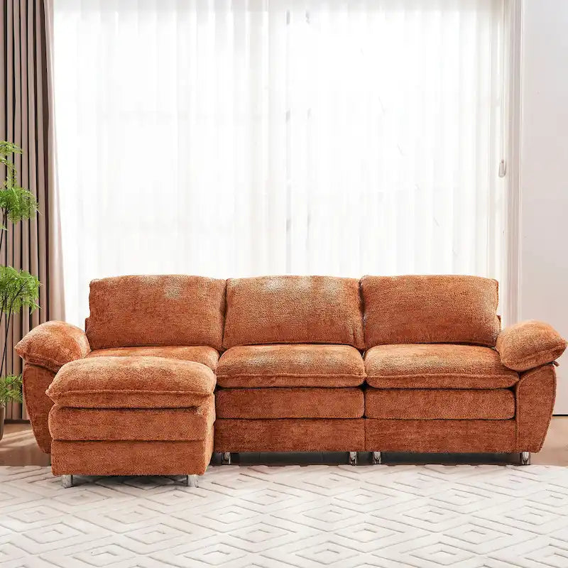 Canapé moderne 3 places avec pouf et méridienne