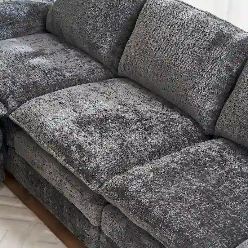 Canapé moderne 3 places avec pouf et méridienne
