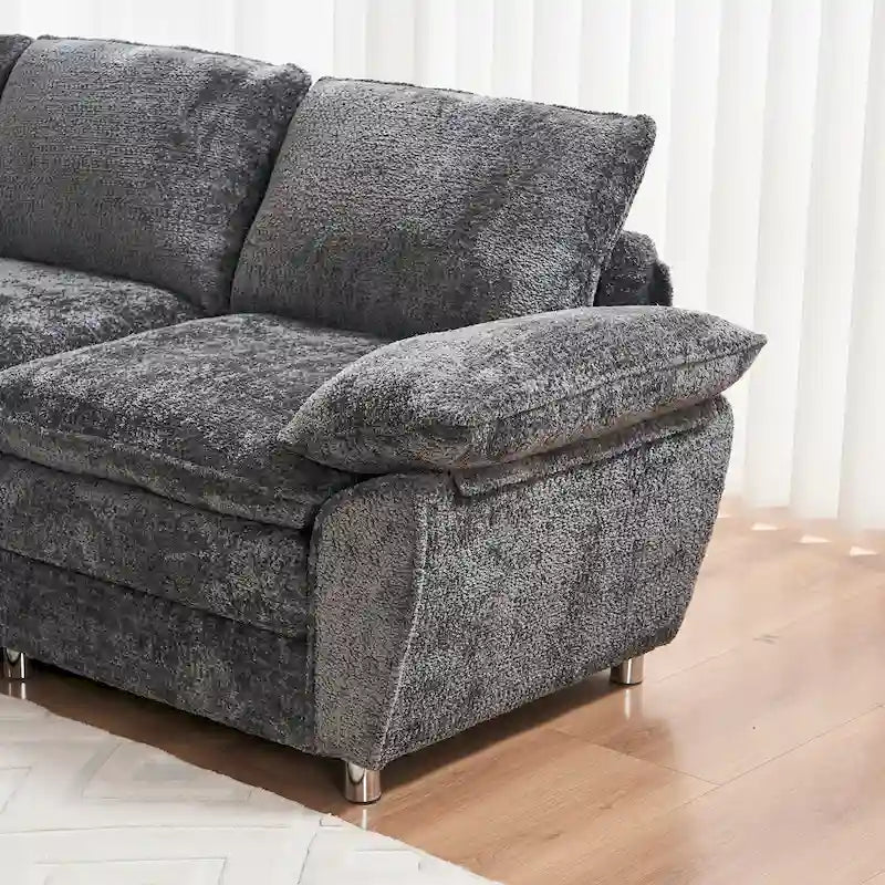 Canapé moderne 3 places avec pouf et méridienne