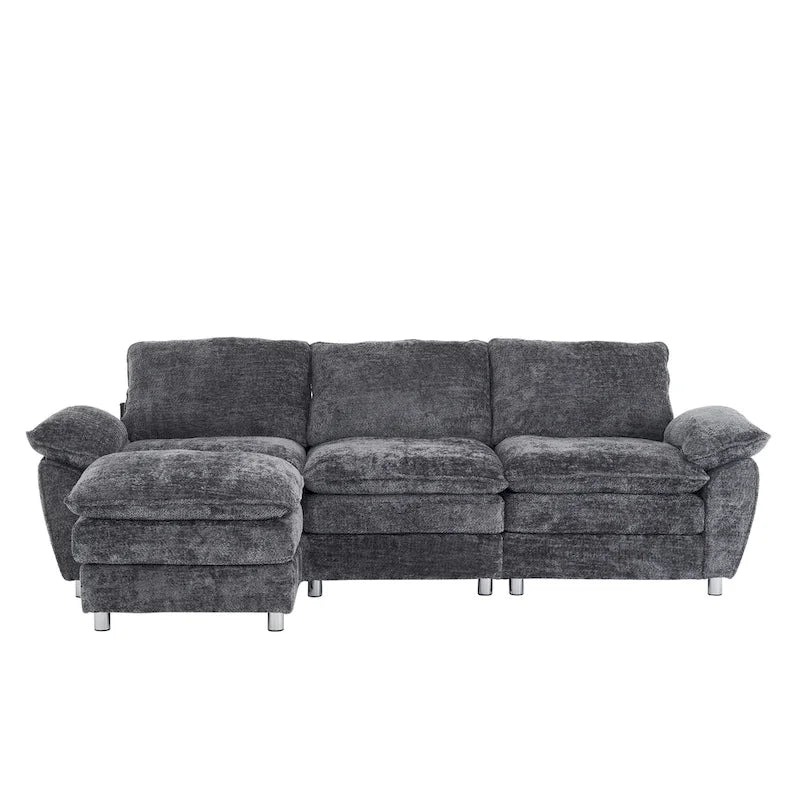 Canapé moderne 3 places avec pouf et méridienne
