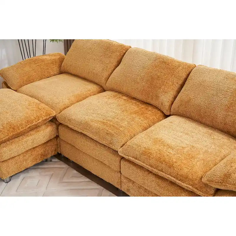 Canapé moderne 3 places avec pouf et méridienne