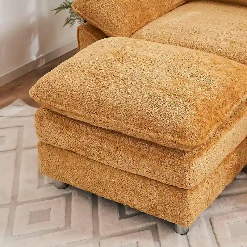 Canapé moderne 3 places avec pouf et méridienne