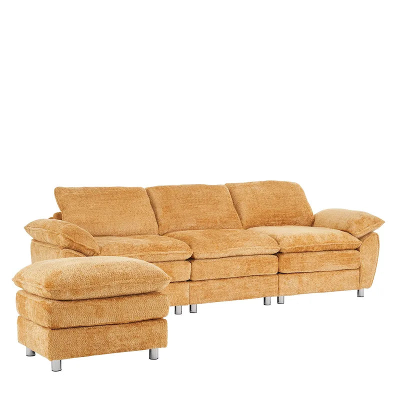 Canapé moderne 3 places avec pouf et méridienne