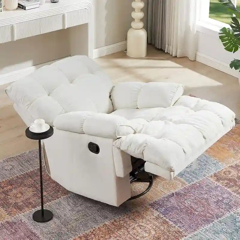Fauteuil inclinable pivotant à 360 degrés en tissu pour salon