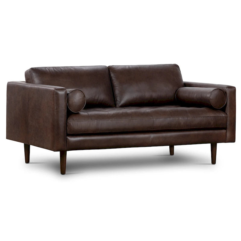 Canapé d'appartement Napa 72 Poly & Bark - Cuir véritable pleine fleur italien