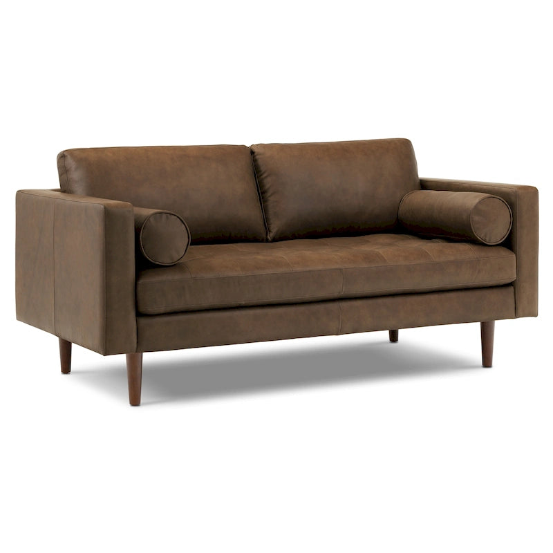 Canapé d'appartement Napa 72 Poly & Bark - Cuir véritable pleine fleur italien