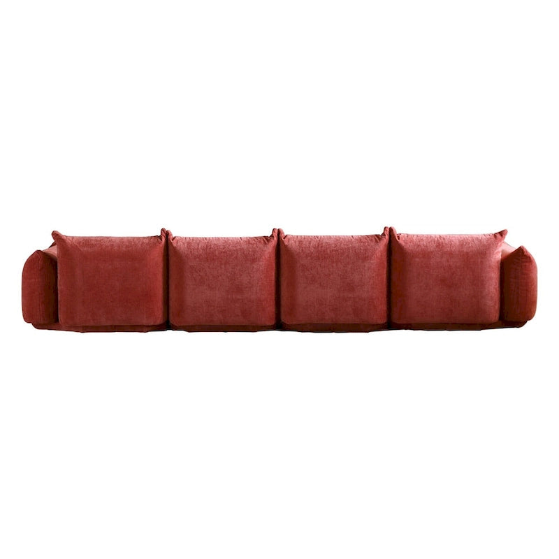 Grand canapé sectionnel 4 places de style Mid-Century Modern, en chenille, avec coussin épais