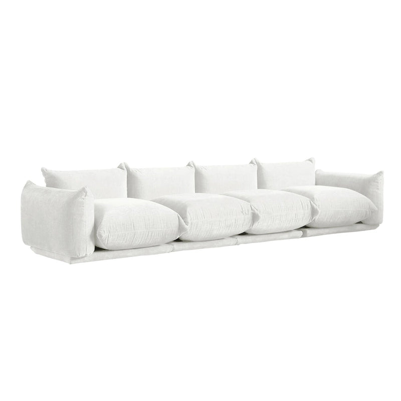 Grand canapé sectionnel 4 places de style Mid-Century Modern, en chenille, avec coussin épais