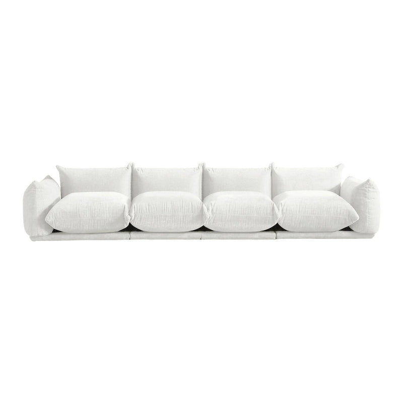 Grand canapé sectionnel 4 places de style Mid-Century Modern, en chenille, avec coussin épais
