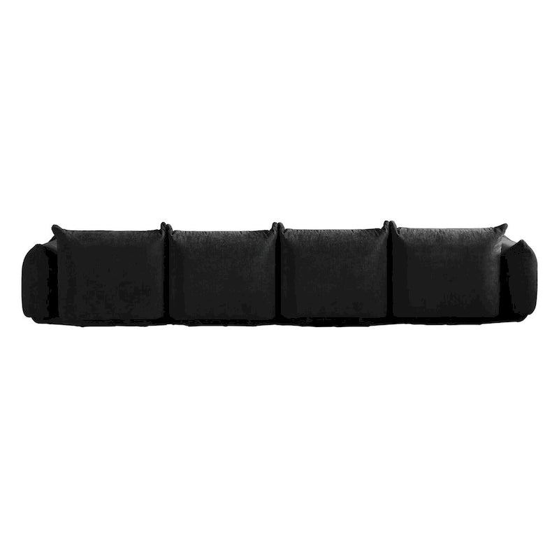 Grand canapé sectionnel 4 places de style Mid-Century Modern, en chenille, avec coussin épais