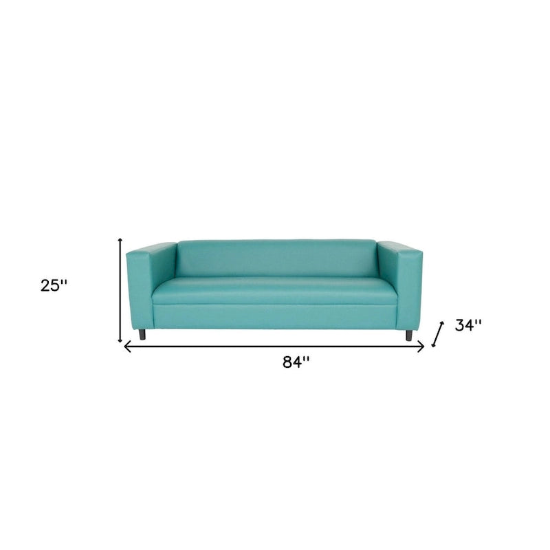 HomeRoots Canapé 84 en faux cuir bleu avec pieds noirs - 84