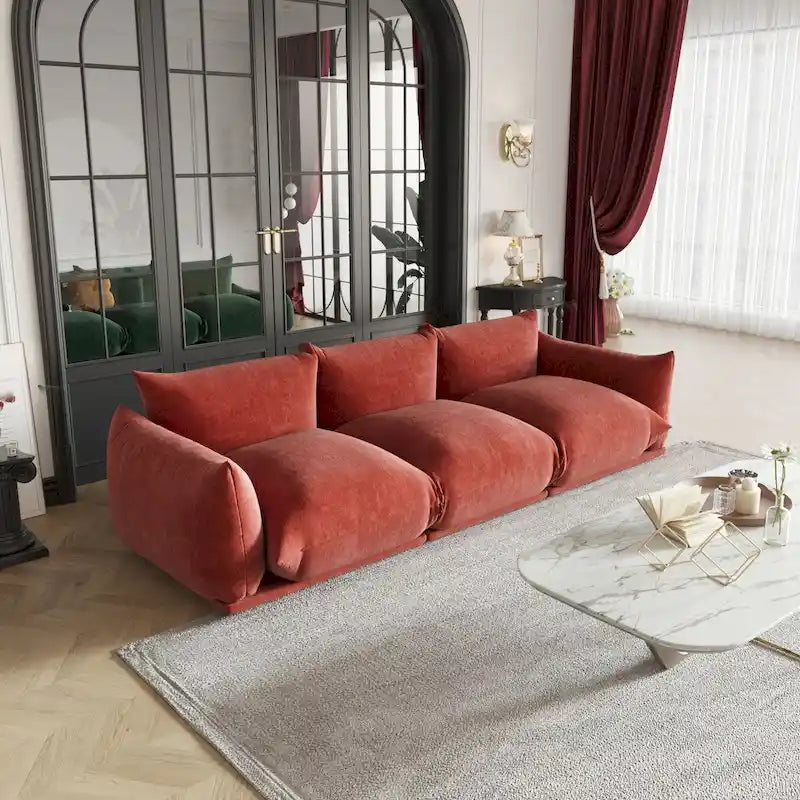 Canapé 3 places moderne et confortable, Canapé d'angle modulaire en chenille 3 places avec coussin épais