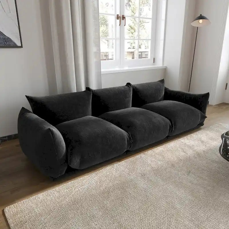 Canapé 3 places moderne et confortable, Canapé d'angle modulaire en chenille 3 places avec coussin épais