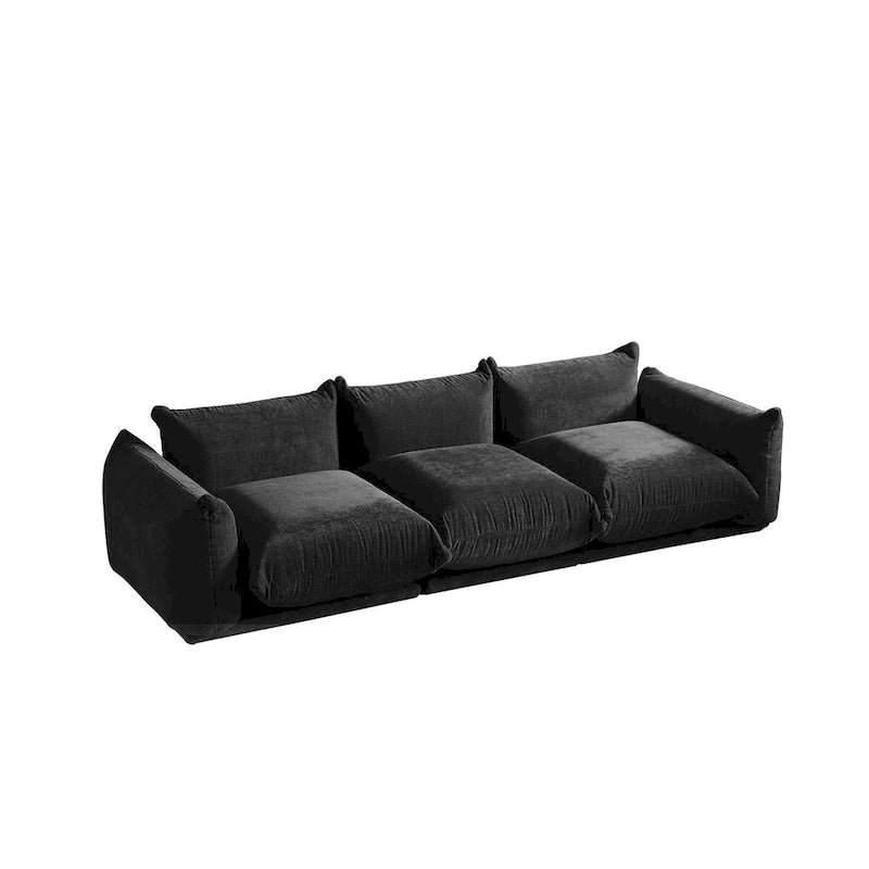 Canapé 3 places moderne et confortable, Canapé d'angle modulaire en chenille 3 places avec coussin épais