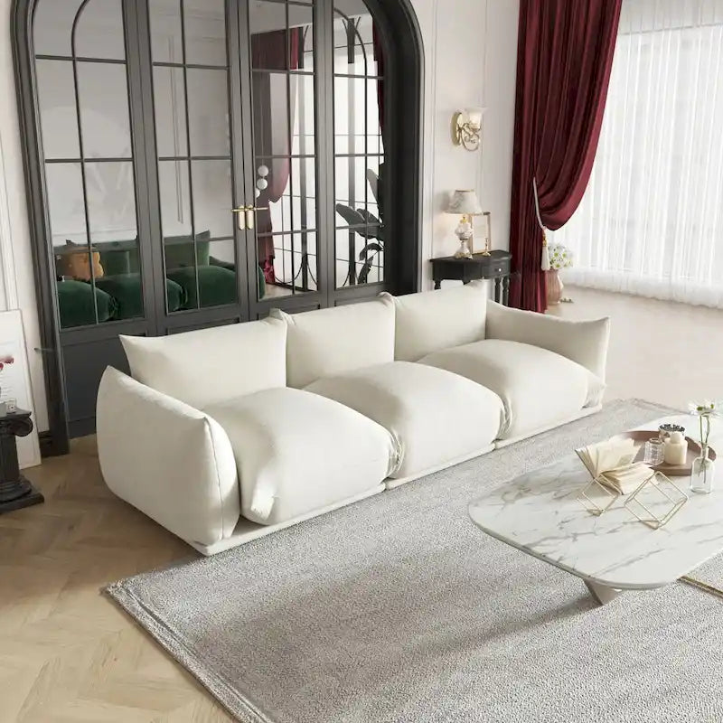 Canapé 3 places moderne et confortable, Canapé d'angle modulaire en chenille 3 places avec coussin épais