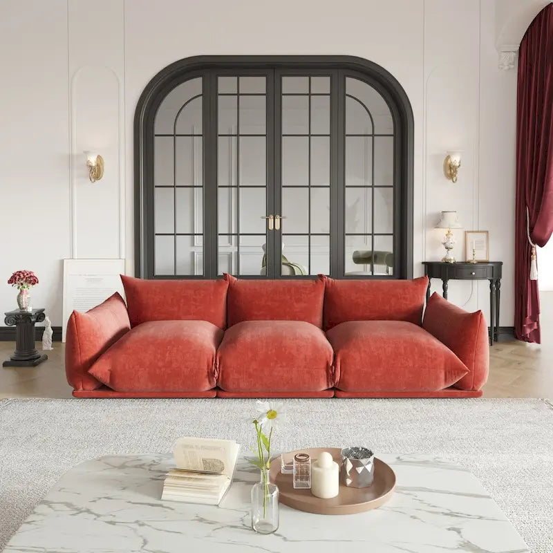 Canapé 3 places moderne et confortable, Canapé d'angle modulaire en chenille 3 places avec coussin épais