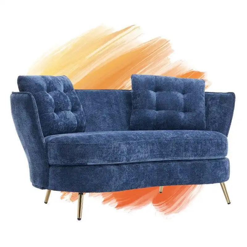 Canapé Rembourré avec Pieds en Métal Doré, Petit Canapé pour Salon, Salle de Lecture, Chambre, Appartement, Petit Espace, Dortoir