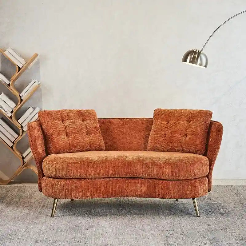 Canapé Rembourré avec Pieds en Métal Doré, Petit Canapé pour Salon, Salle de Lecture, Chambre, Appartement, Petit Espace, Dortoir
