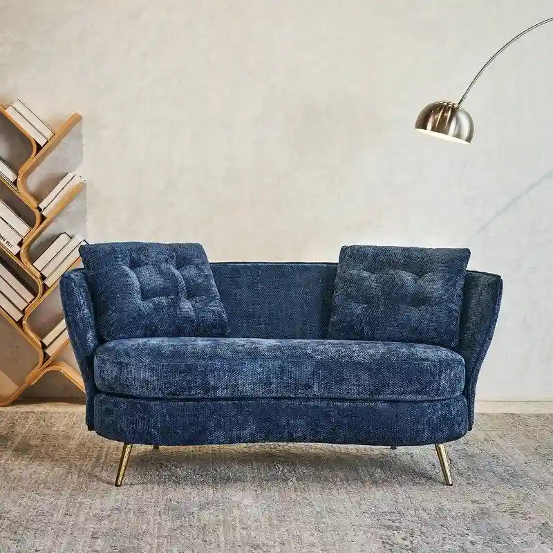 Canapé Rembourré avec Pieds en Métal Doré, Petit Canapé pour Salon, Salle de Lecture, Chambre, Appartement, Petit Espace, Dortoir