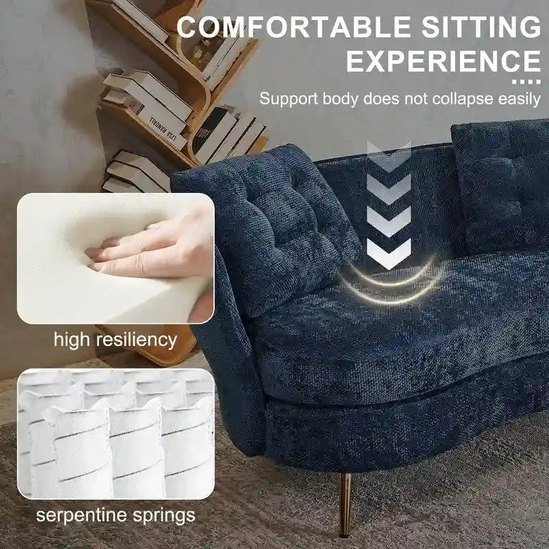 Canapé Rembourré avec Pieds en Métal Doré, Petit Canapé pour Salon, Salle de Lecture, Chambre, Appartement, Petit Espace, Dortoir