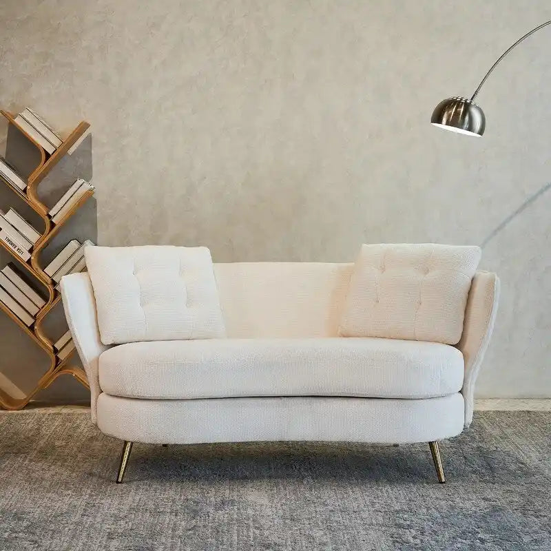 Canapé Rembourré avec Pieds en Métal Doré, Petit Canapé pour Salon, Salle de Lecture, Chambre, Appartement, Petit Espace, Dortoir