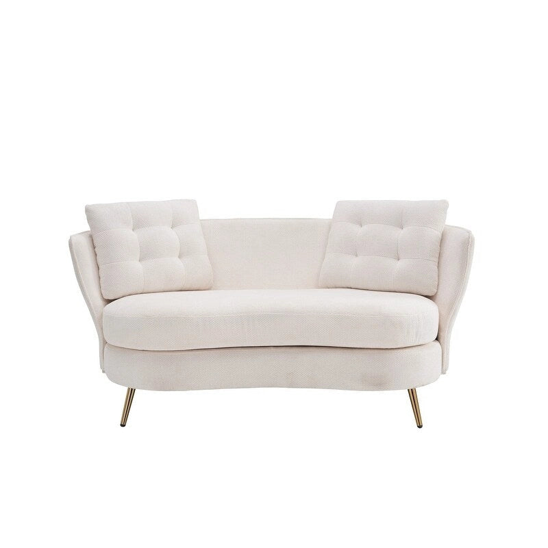 Canapé Rembourré avec Pieds en Métal Doré, Petit Canapé pour Salon, Salle de Lecture, Chambre, Appartement, Petit Espace, Dortoir