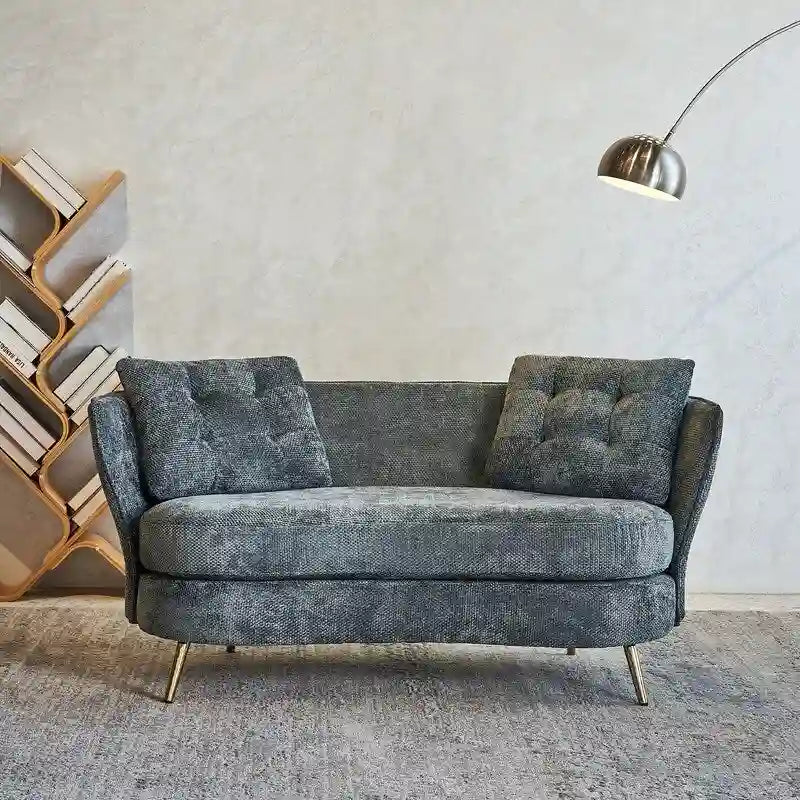 Canapé Rembourré avec Pieds en Métal Doré, Petit Canapé pour Salon, Salle de Lecture, Chambre, Appartement, Petit Espace, Dortoir