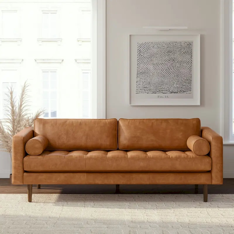 Canapé Poly & Bark Napa 88,5 po - Cuir véritable italien