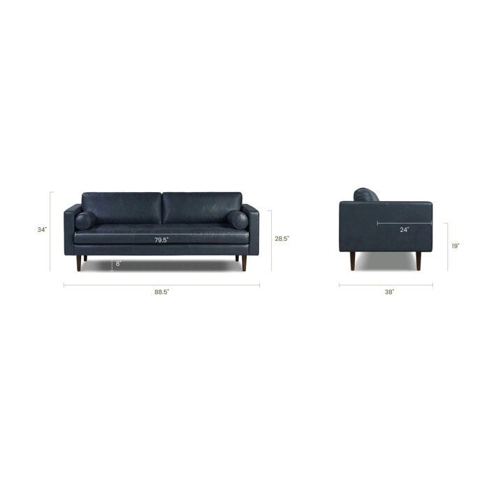 Canapé Poly & Bark Napa 88,5 po - Cuir véritable italien