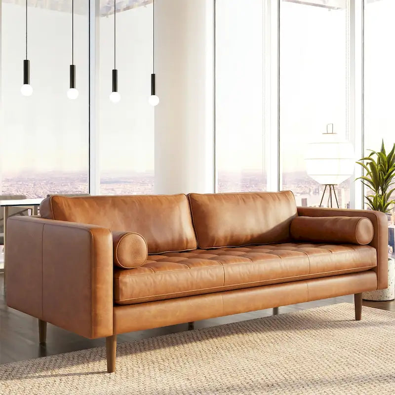 Canapé Poly & Bark Napa 88,5 po - Cuir véritable italien