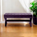HomeRoots Banc capitonné en velours prune 45 - 45,27L x 19,68W x 19,29H