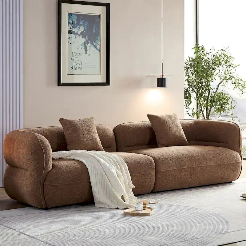 Canapé d'angle 4 places en tissu résistant avec cadre en bois massif