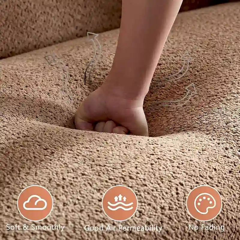 Canapé d'angle 4 places en tissu résistant avec cadre en bois massif