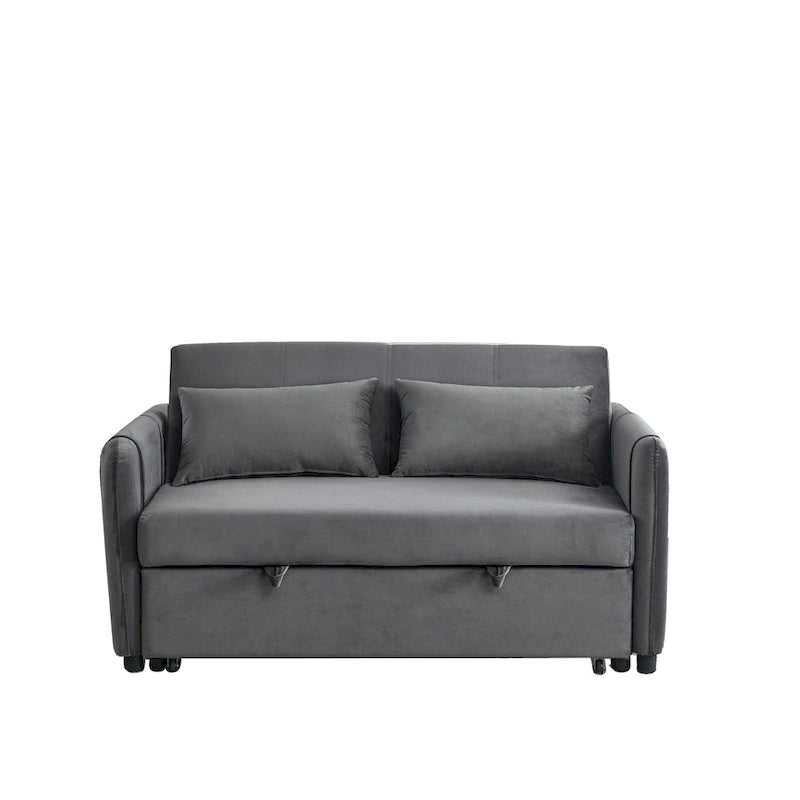 Canapé double en velours polyvalent 3-en-1 avec lit gigogne