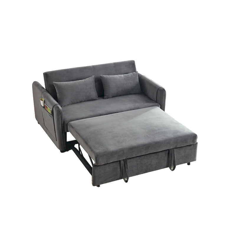 Canapé double en velours polyvalent 3-en-1 avec lit gigogne
