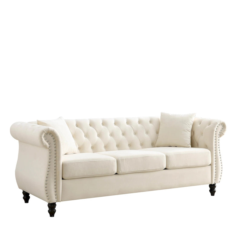 Canapé Chesterfield gris Salon