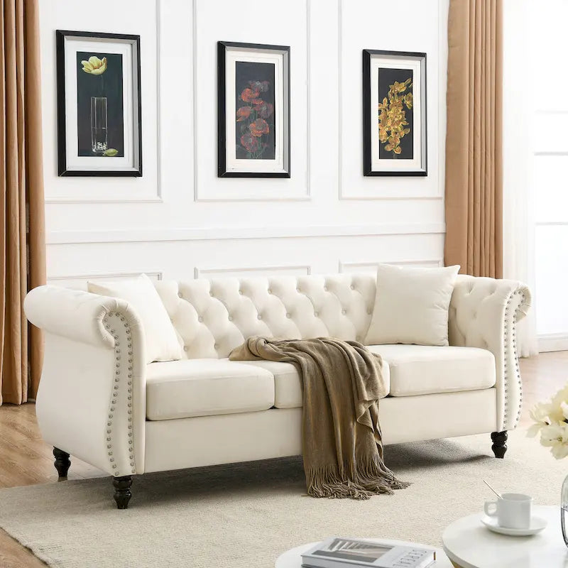Canapé Chesterfield gris Salon
