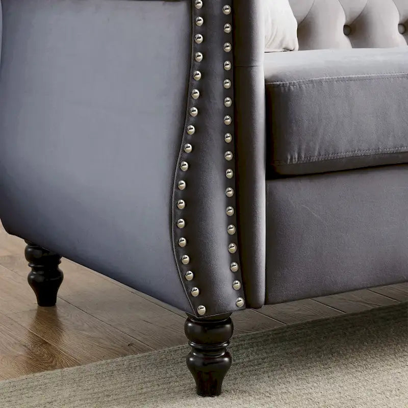 Canapé Chesterfield gris Salon