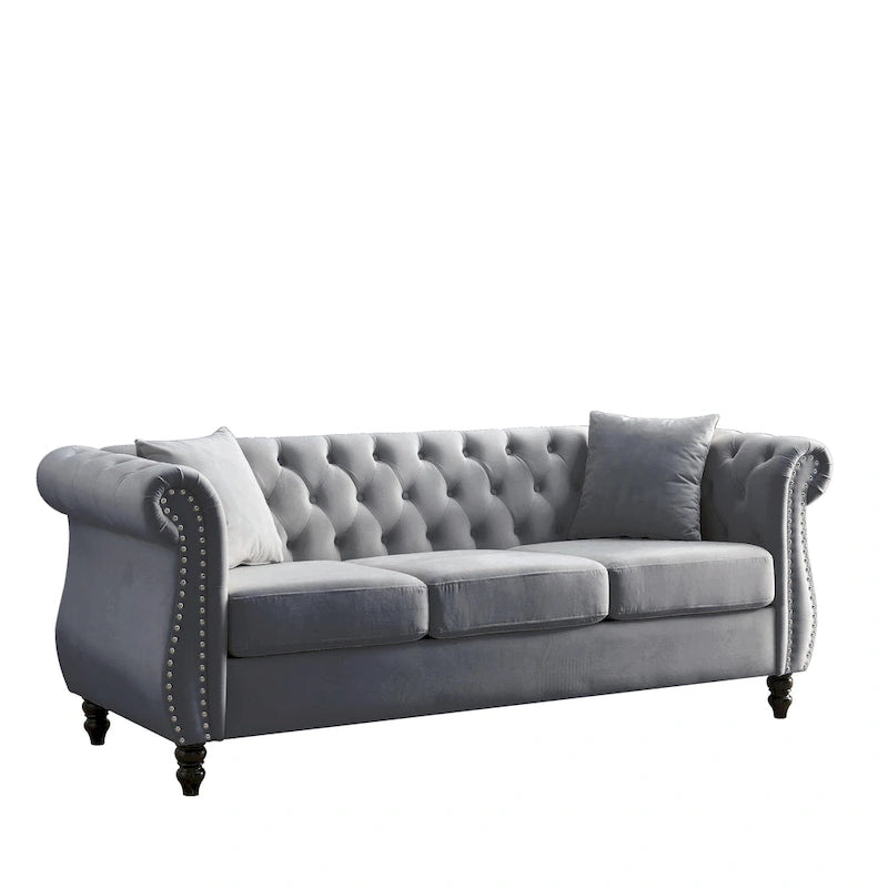 Canapé Chesterfield gris Salon