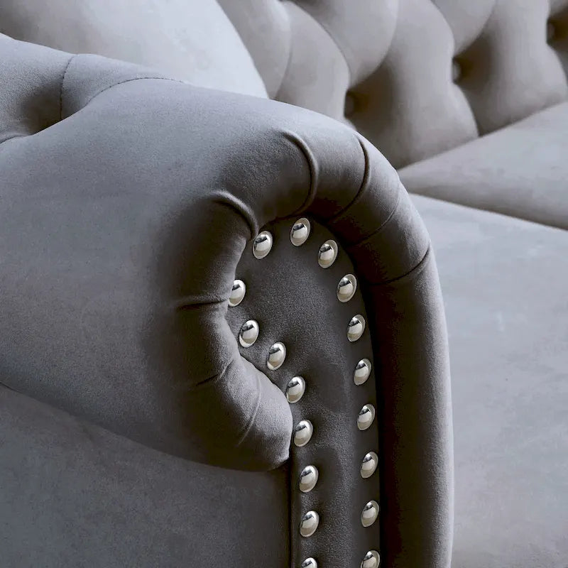 Canapé Chesterfield gris Salon