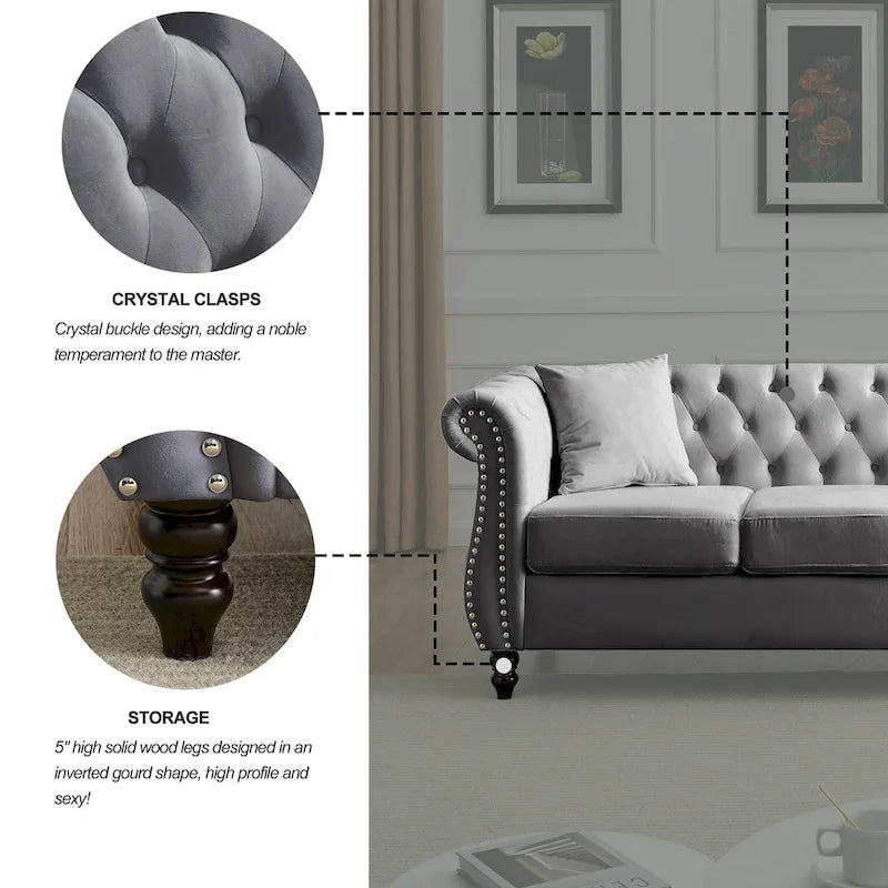 Canapé Chesterfield gris Salon