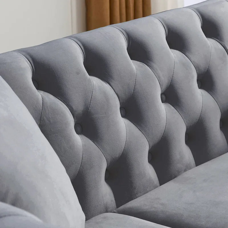 Canapé Chesterfield gris Salon