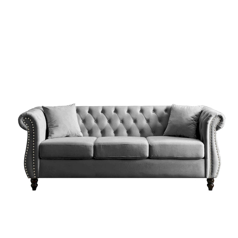 Canapé Chesterfield gris Salon