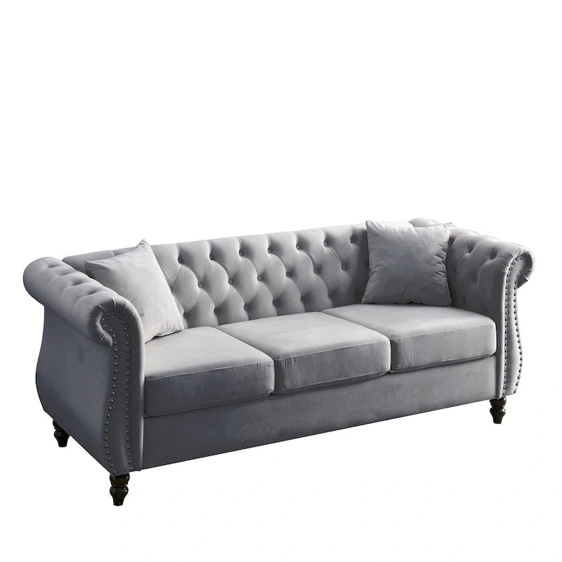 Canapé Chesterfield gris Salon