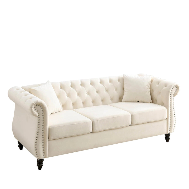 Canapé Chesterfield gris Salon