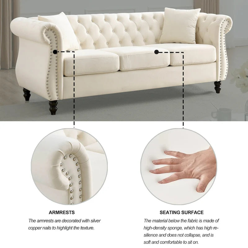 Canapé Chesterfield gris Salon