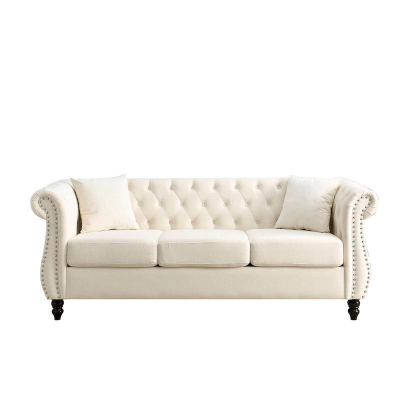 Canapé Chesterfield gris Salon