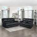 Ensemble de canapés inclinables manuels 2 pièces en similicuir classique pour salon avec console et porte-gobelets